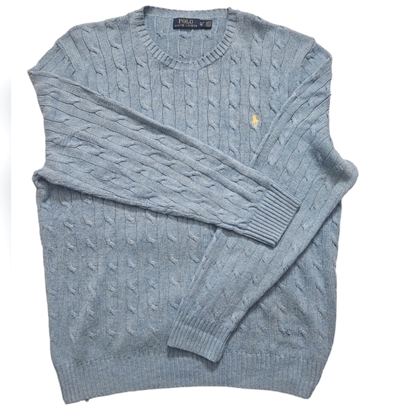 Polo Ralph Lauren Other - Polo | 100% Silk Tussah | Logo Embroidered Cable-Knit Sweater | Men's | Blue